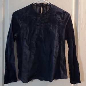 Abercrombie & Fitch Embroidered Navy Blouse